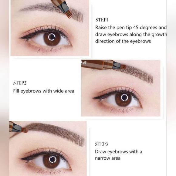 Waterproof 4-point eyebrow pencil kit with 3 stencils and 1 razor for precise - Picture 2 of 5